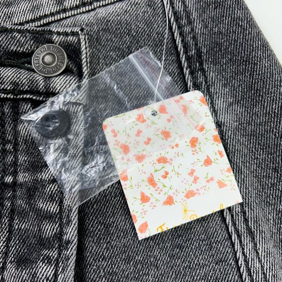 We The Free People Womens Button Up Wrap Skirt Sulphor Black Denim Mini 25 New - Picture 11 of 12